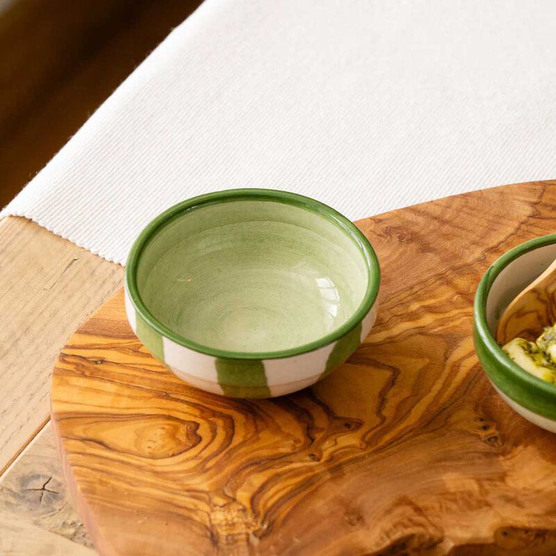 Selbrae House Ceramic Dip Bowl - Green Stripe image number 1