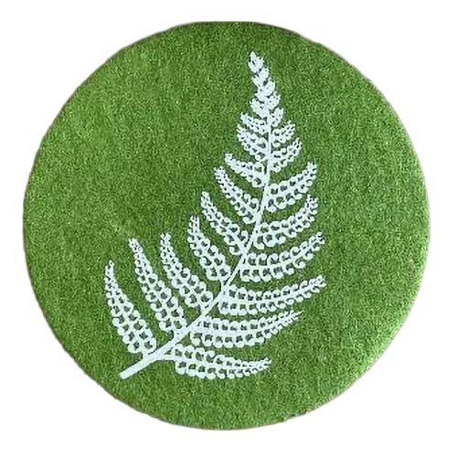 Jo Luping Silver Fern On Green Set Of 4 Ecofelt Coaster