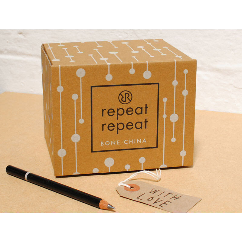 repeat repeat Happiness Bear Bone China Mug Olive image number 1
