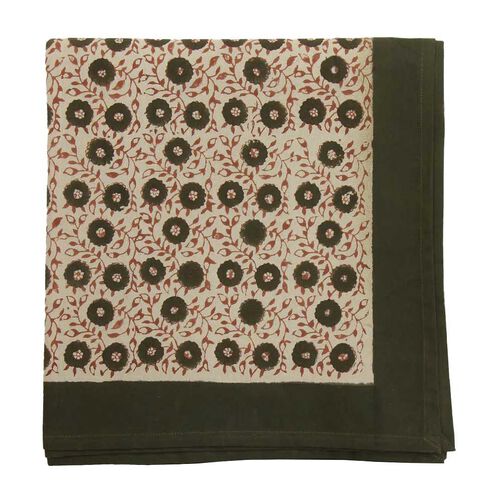 French Country Odette Handblock Cotton Tablecloth