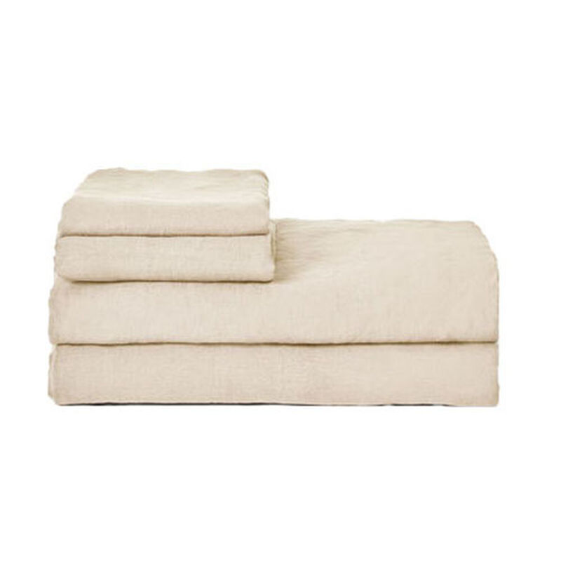 Città Chambray Linen Fitted Sheet Oatmeal Queen 152x203x40cm image number 0