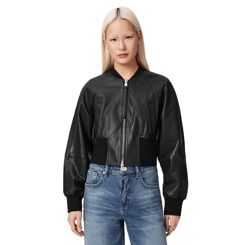 AllSaints Suri Cropped Leather Bomber Jacket image number 0