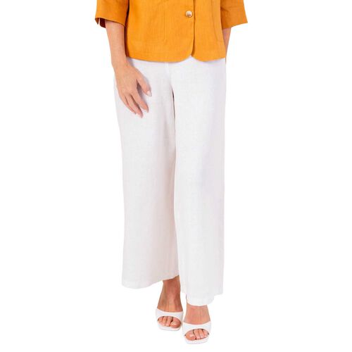 See Saw 100% Linen  7/8 Seam Detail Wide Leg Pant