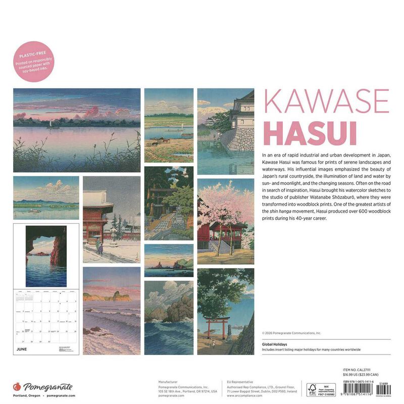 Pomegranate Kawase Hasui Wall Calendar 2027 image number 2