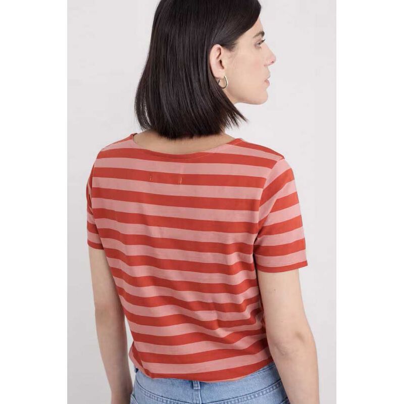 Seasalt Cornwall Sailor T-Shirt Cornish Rose Dew Dark Cinnamon image number 1