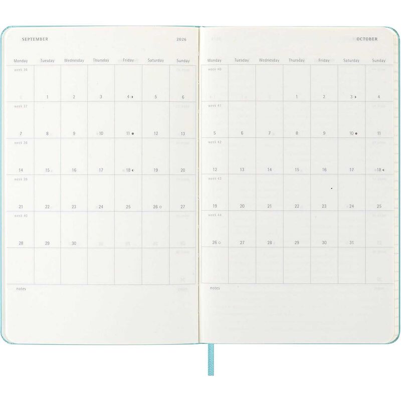 Moleskine Diary 12 Month Weekly + Notes HC Large Aquamarine 2026 image number 2