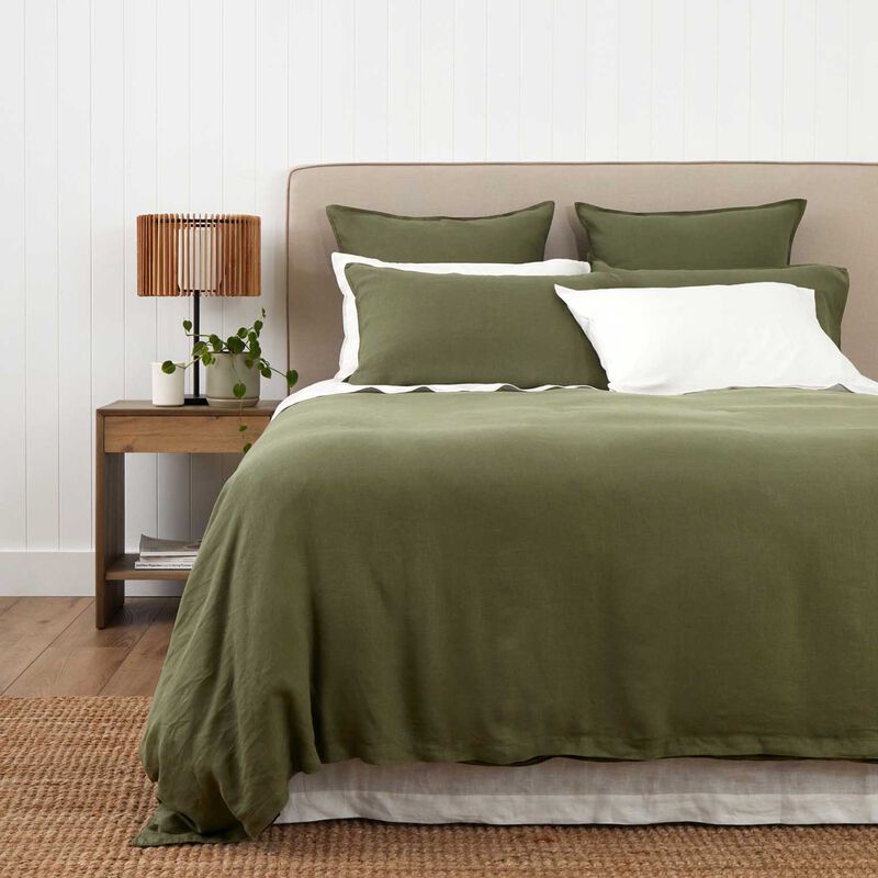 Wallace Cotton Olive Loft Linen European Pillowcase image number 1