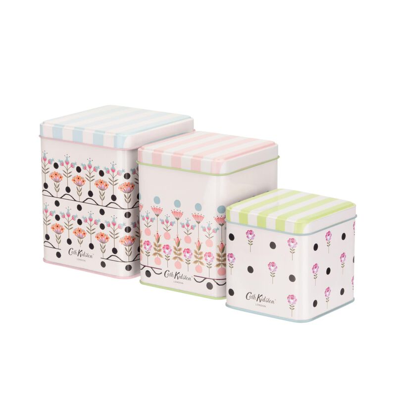 Cath Kidston Painted Table Stacking Storage Tins 3Pk image number 0