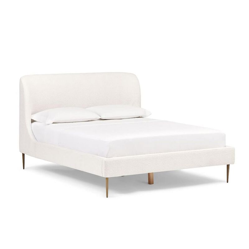 West Elm Lana Upholstered Bed Queen Chunky Boucle White image number 0