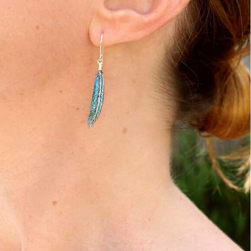 Lilygriffin Jewellery Handpainted Tui Feather Earrings image number 2