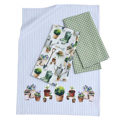 MM Linen Tea Towel Set Of 3 50x70 - Gardening