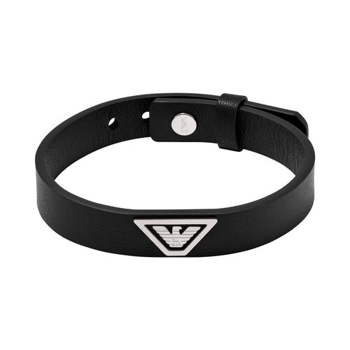 Emporio Armani Black Leather Strap Bracelet