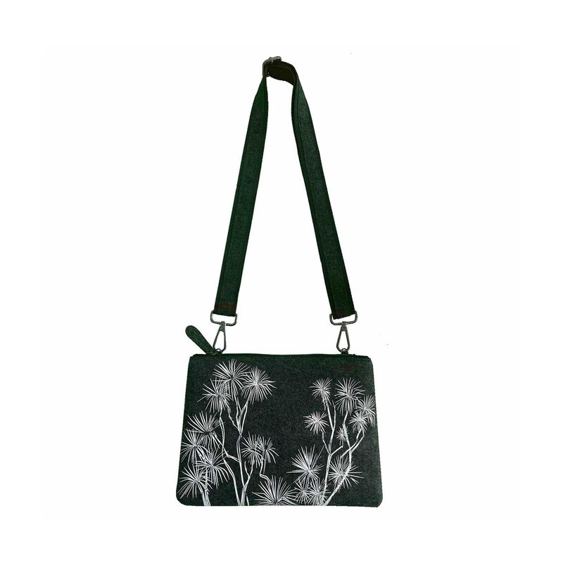 Jo Luping Ti Kouka White On Grey Ecofelt Cross Body Bag image number 0