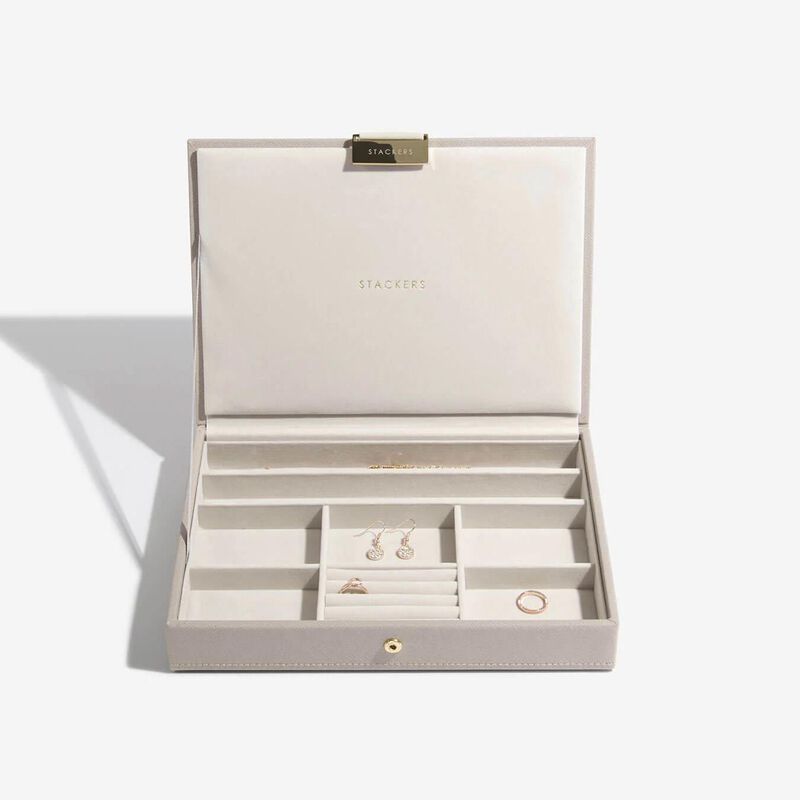 Stackers Classic Lidded Jewellery Box Taupe image number 1