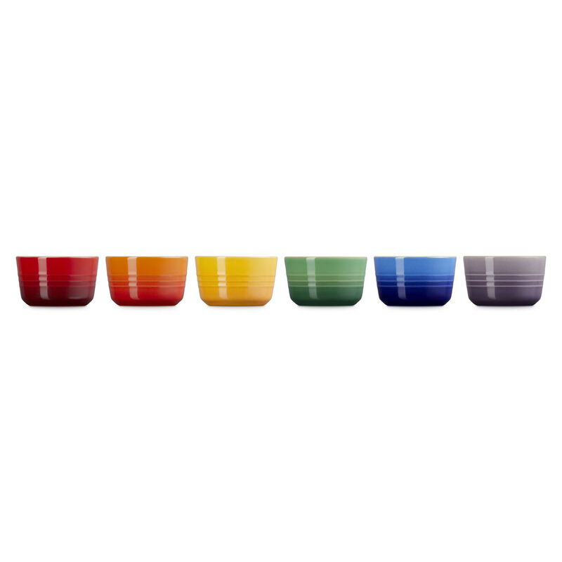 Le Creuset Stoneware Rainbow Set of 6 Mini Ramekins 100ml image number 1