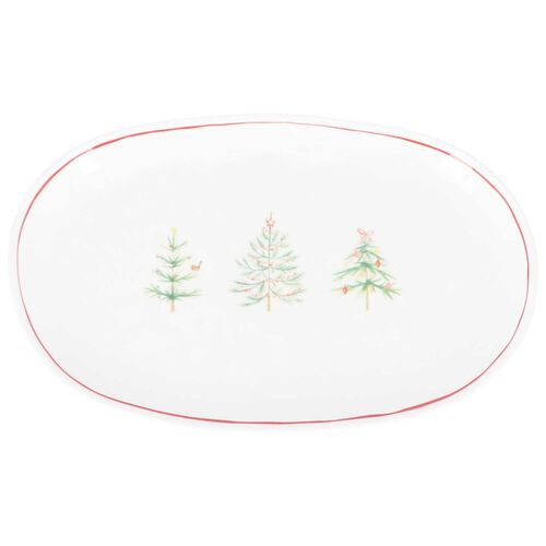 Gisela Graham Scandi Trees Stoneware Oval Plate