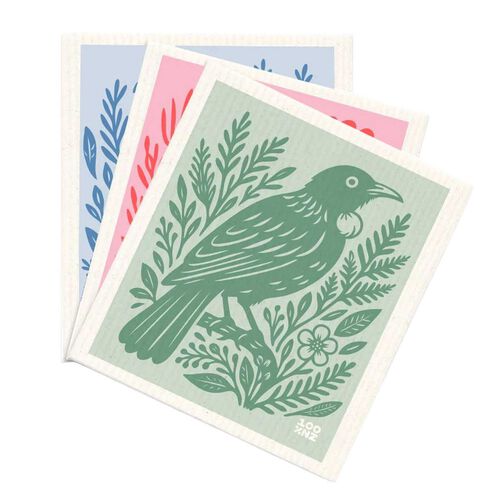 Swedish Dishcloths &ndash; NZ Woodcut Birds