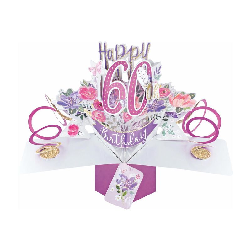 Antics 60th Birthday Flowers Pop Up Card image number 0