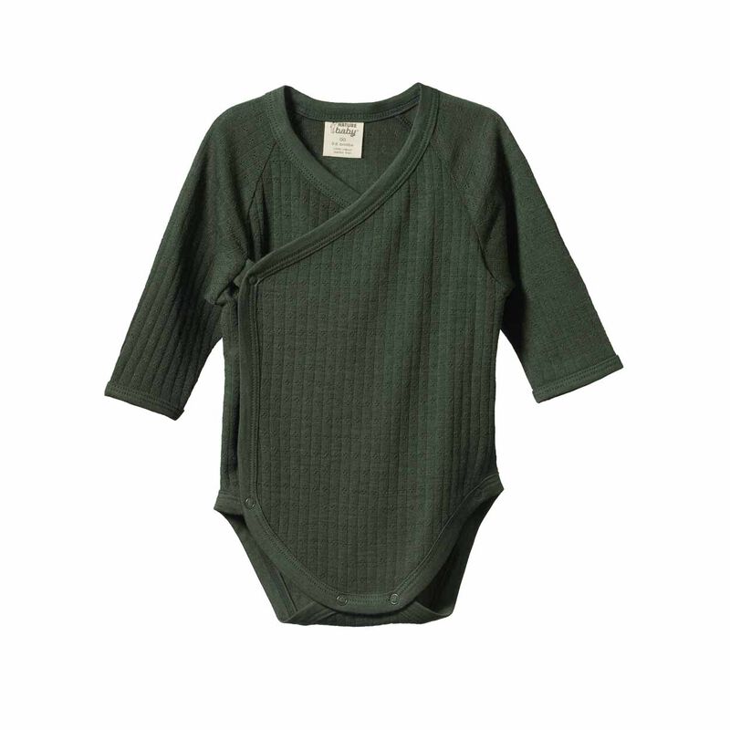 Nature Baby Merino Essential L/S Kimono Bodysuit Pointelle image number 2
