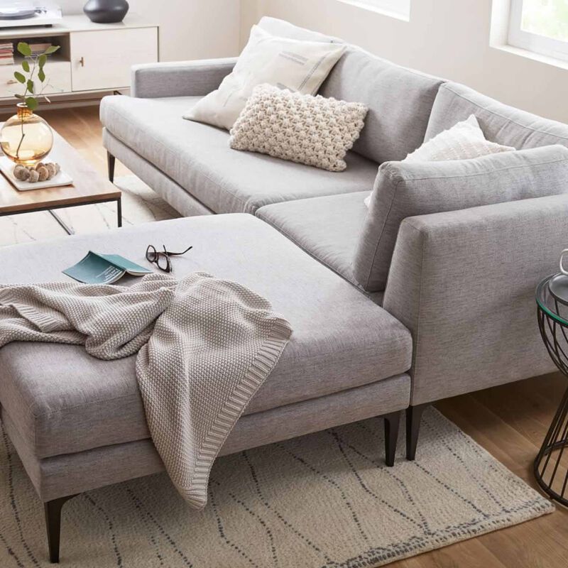 West Elm Cotton Knit Throws 127cm x 152 cm Frost Grey image number 2