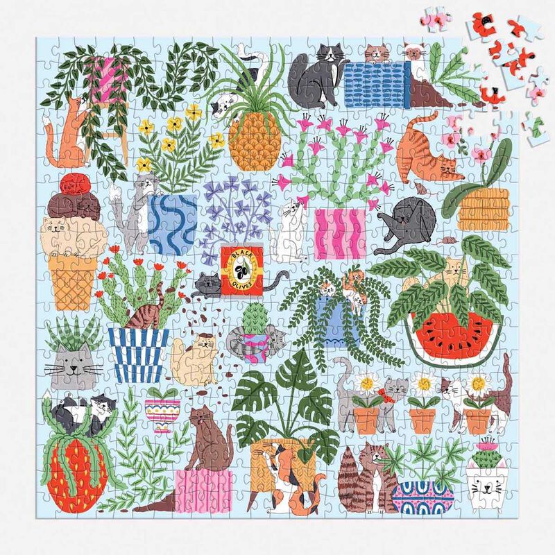 Galison Cats in the Houseplants 500 Piece Puzzle image number 1