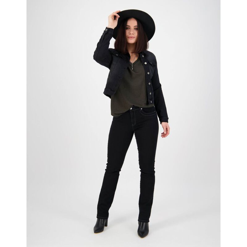 Vassalli Long Sleeve Knit Denim Jacket image number 3