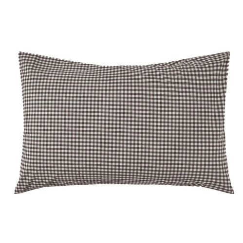 Città Gingham Organic Cotton Pillowcase Pair Cocoa 76x50cm