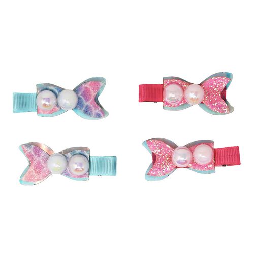 Pink Poppy Pearl Mermaid Tail Hair Clips - Assorted
