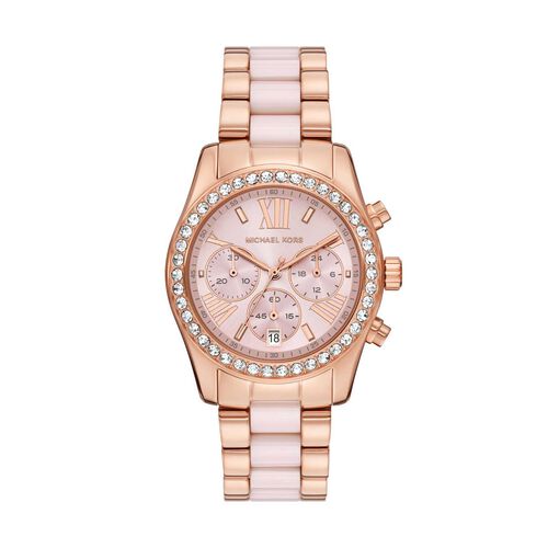 Michael Kors Lexington Chronograph Pink Ceramic And Rose Gold-Tone SS Watch