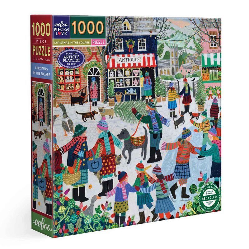 eeboo Christmas In The Square Square 1000 Piece Puzzle image number 0