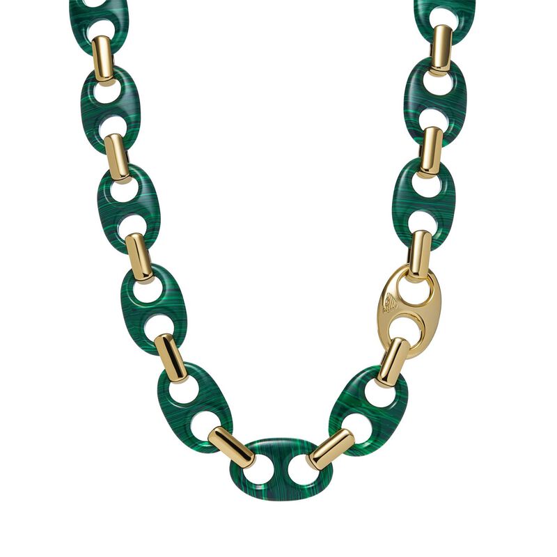 Emporio Armani Green Reconstituted Malachite Chain Necklace image number 0