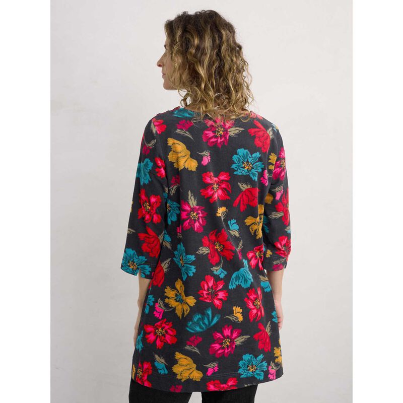 Seasalt Cornwall Port Gaverne Tunic Camellia Collage Onyx image number 1