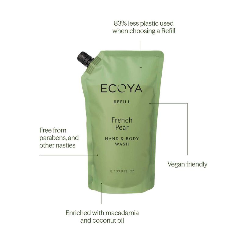 ECOYA Hand & Body Wash Refill French Pear 1L image number 2