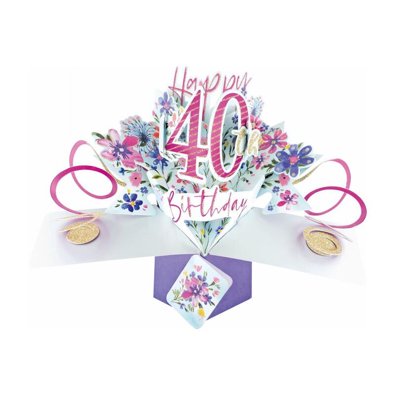 Antics 40th Birthday Flowers Pop Up Card image number 0