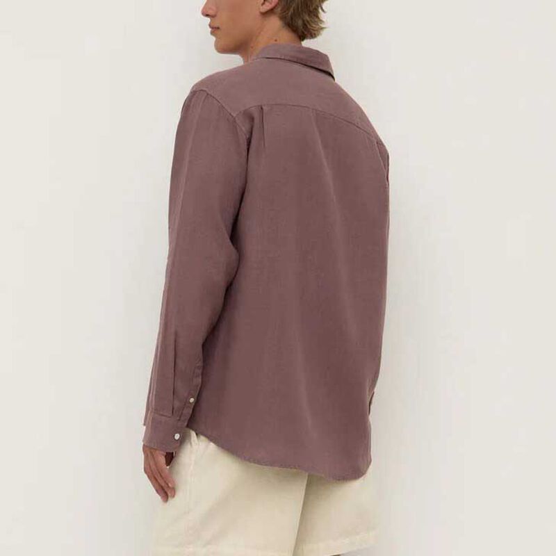 Assembly Label Everyday Mens Linen Long Sleeve Shirt Plum image number 1