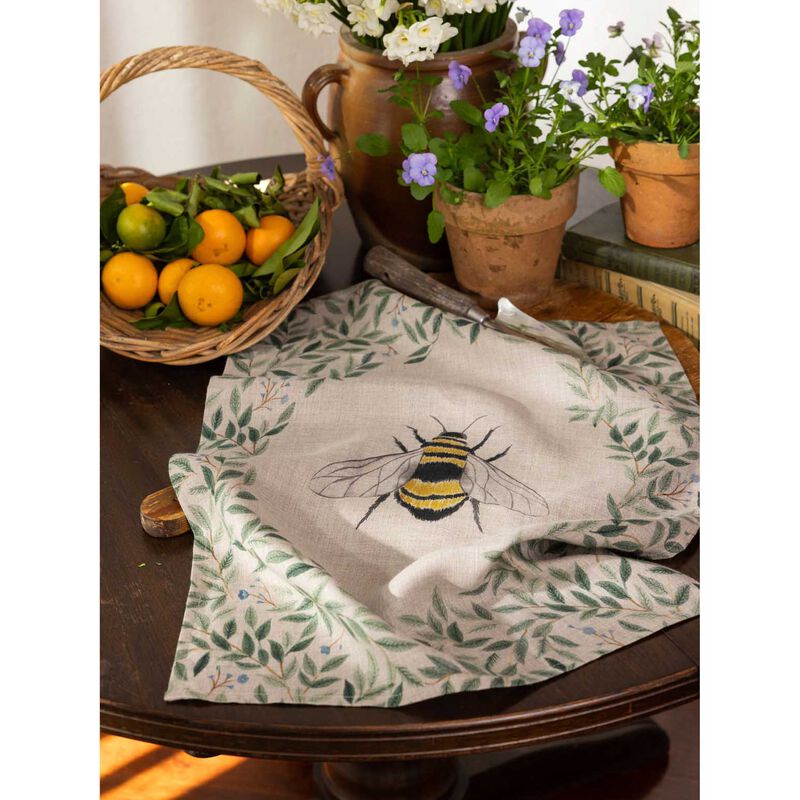 Wallace Cotton Botanical Bee Linen Tea Towel image number 3