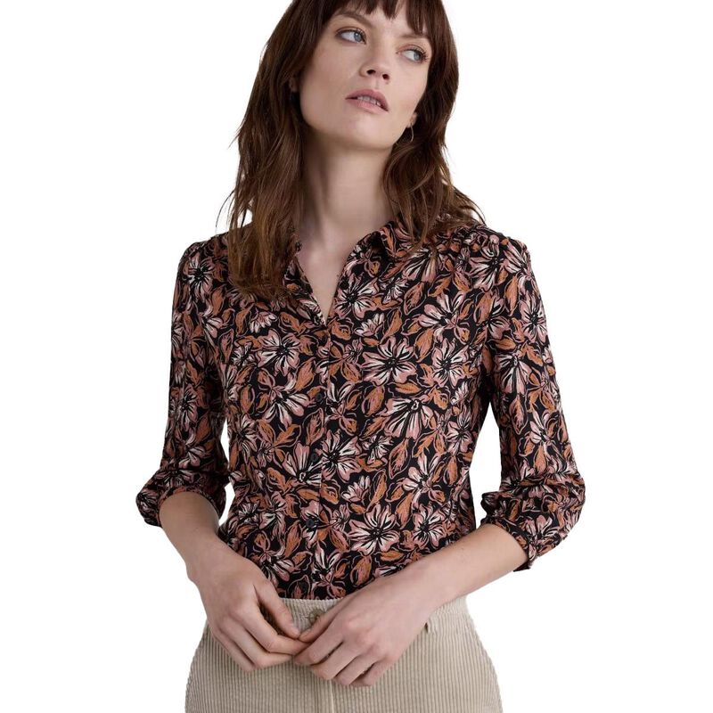 Seasalt Cornwall 3/4 Embrace Shirt Mallow Blooms Pink Grass image number 0