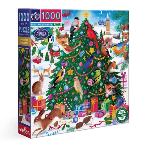 eeboo Christmas Songbirds Square 1000 Piece Puzzle