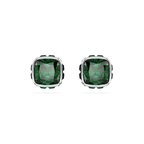 Swarovski Birthstone Square Cut Stud Earrings - May Green