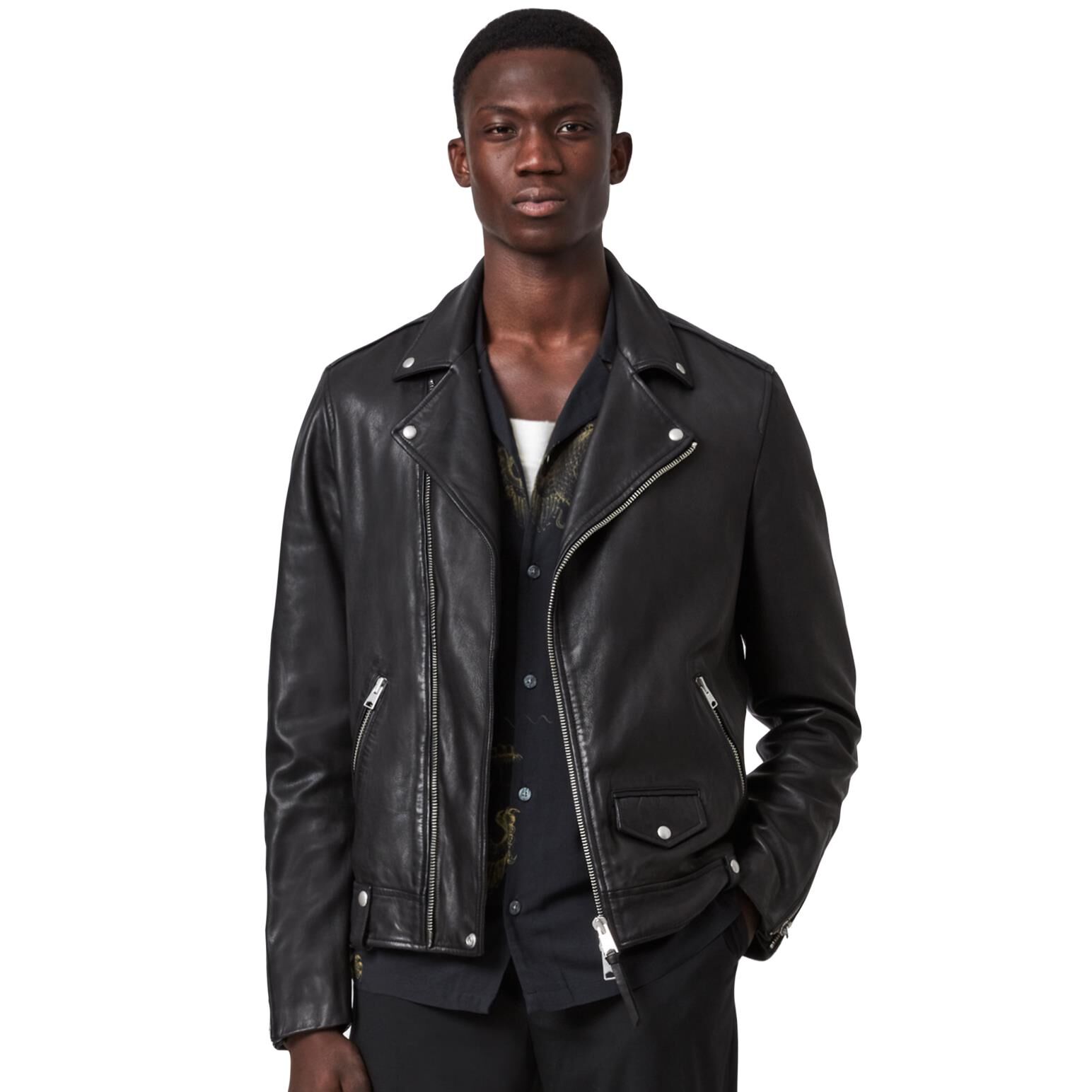 Allsaints milo leather biker jacket online