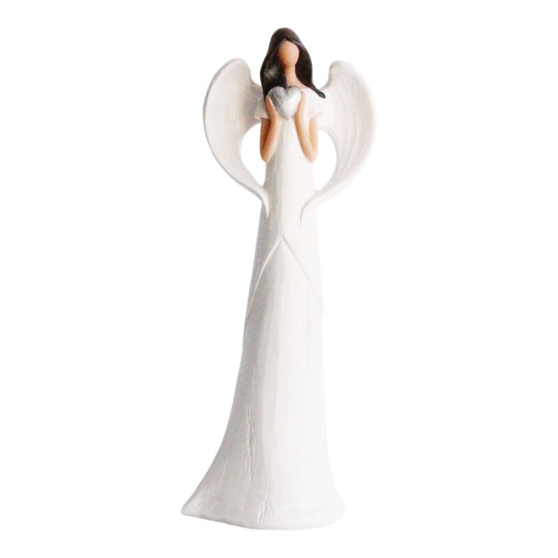 Angel Standing Holding Heart White 11.8 Inch image number 0