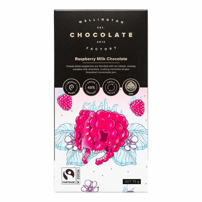 Wellington Chocolate Factory Raspberry Milk Chocolate Bar 75g image number 0