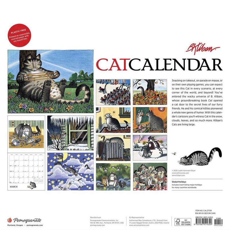 Pomegranate B Kliban Cat Wall Calendar 2027 image number 2