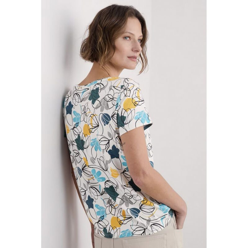 Seasalt Cornwall Appletree T-Shirt Linear Shadows Chalk image number 1