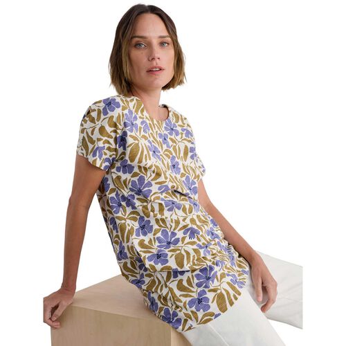 Seasalt Cornwall Ocean Gaze Tunic Leafy Floral Chalk Pear