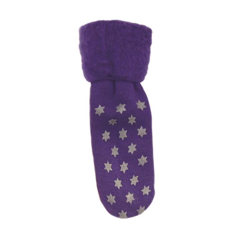 Chilli Socks Non Slip Tread (Purple w Silver Star Print) image number 0