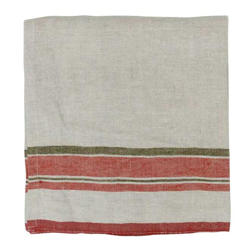 French Country Red Selvedge Stripe Linen Napkin image number 0