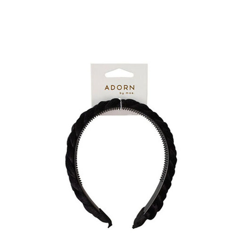 Adorn by Mae Braided Velvet Headband - Black image number 0