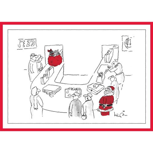 New Yorker Santa At The Airport Card