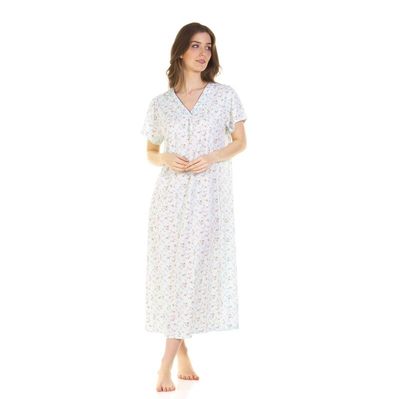 La Marquise Pleated Susan Cotton Rich Short Sleeve Full Length Nightdress image number 2